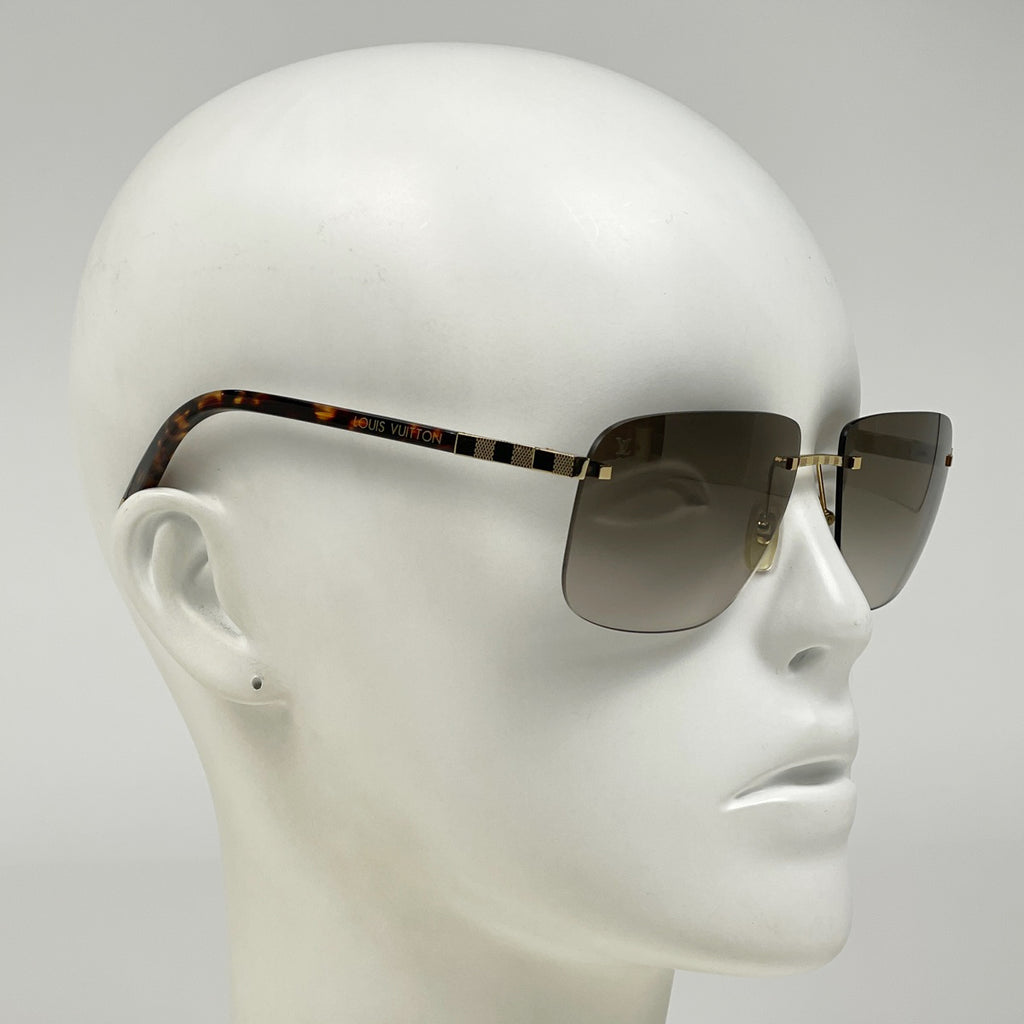 ルイ・ヴィトン ロゴ サングラス ダミエ グラデーション デミ柄 サングラス メタル プラスチック ゴールド ブラウン Z0523U レディース ブランドバッグ・小物 【中古】brbag