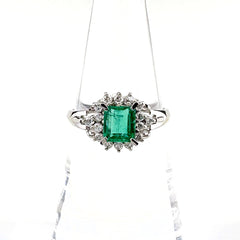 エメラルド デザインリング プラチナ メレダイヤ 指輪 リング 12.5号 Pt900 エメラルド ダイヤモンド レディース ノンブランドジュエリー 【中古】nbjwl