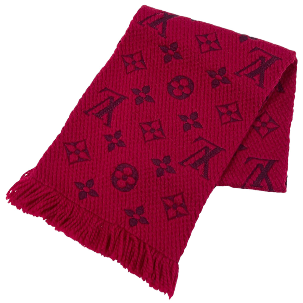 ルイ・ヴィトン エシャルプ ロゴマニア フリンジ モノグラム マフラー ウール シルク ルビー レディース ブランドバッグ・小物 【中古】brbag