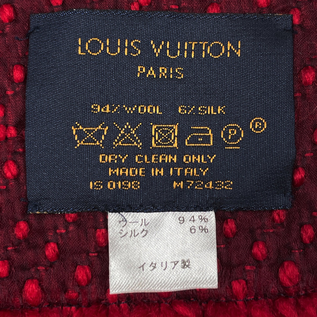 ルイ・ヴィトン エシャルプ ロゴマニア フリンジ モノグラム マフラー ウール シルク ルビー レディース ブランドバッグ・小物 【中古】brbag