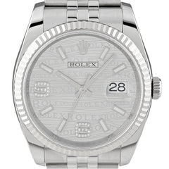 【OH済】【保証書】ロレックス デイトジャスト シルバーウェーブ 116234 腕時計 SS WG ダイヤモンド 自動巻き メンズ 時計 【保証対象】 【中古】wtcbb