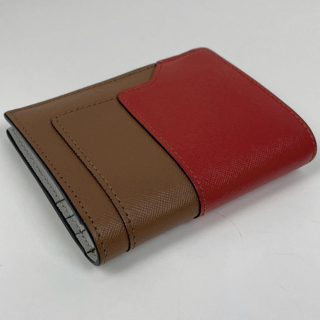 マルニ バイフォールド ウォレット ロゴ 二つ折り財布 レザー レッド ブラウン レディース ブランドバッグ・小物 【中古】brbag