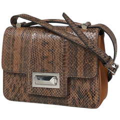 マックスマーラ ロゴ ショルダーバッグ パイソン ショルダーバッグ レザー ブラウン レディース ブランド品（バッグ・小物） 【中古】brbag