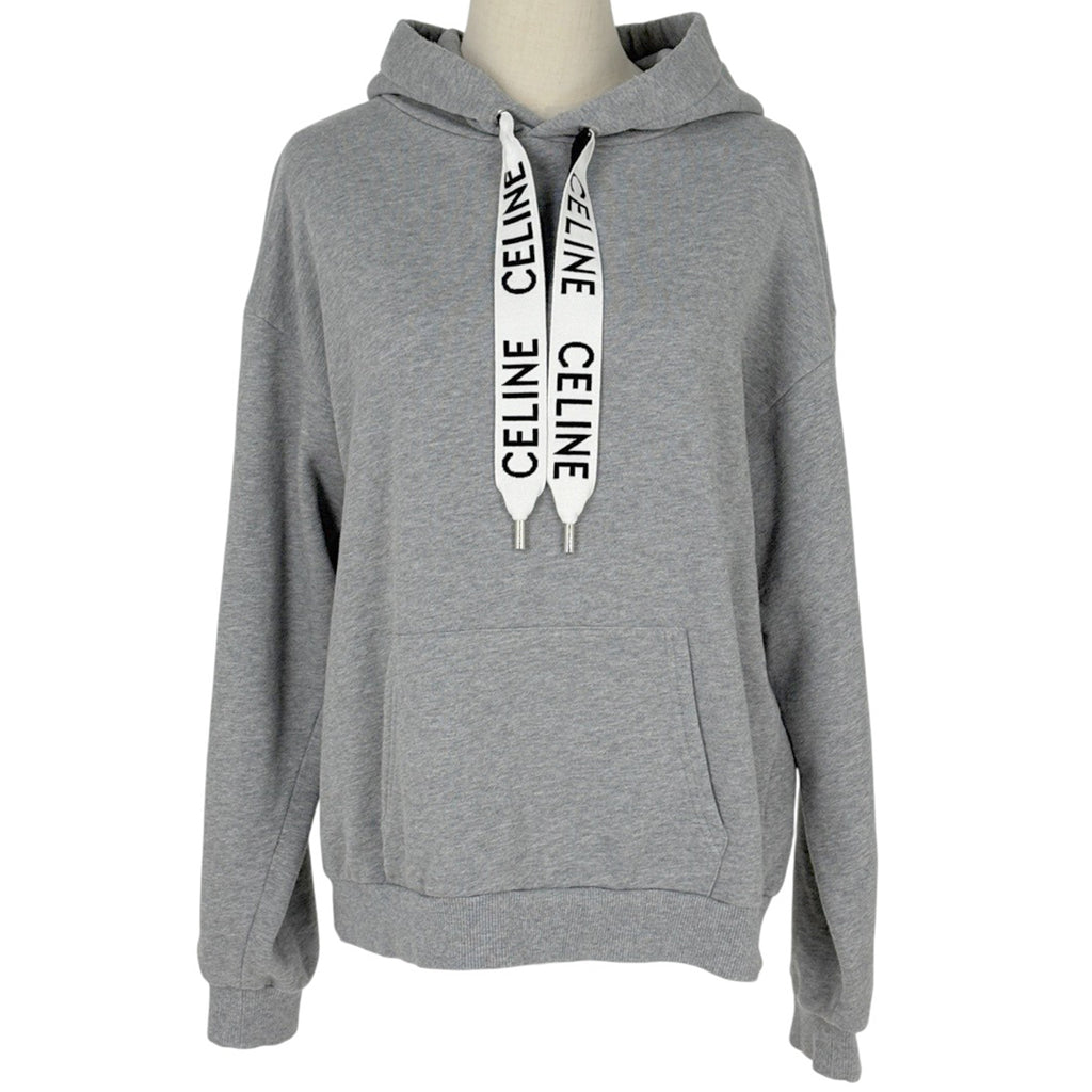 セリーヌ ルーズ フーディー ロゴ プルオーバー コットンフリース メンズ トップス パーカー グレー レディース ブランド品（アパレル） 【中古】brapp