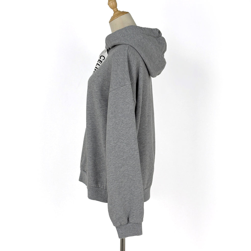 セリーヌ ルーズ フーディー ロゴ プルオーバー コットンフリース メンズ トップス パーカー グレー レディース ブランド品（アパレル） 【中古】brapp