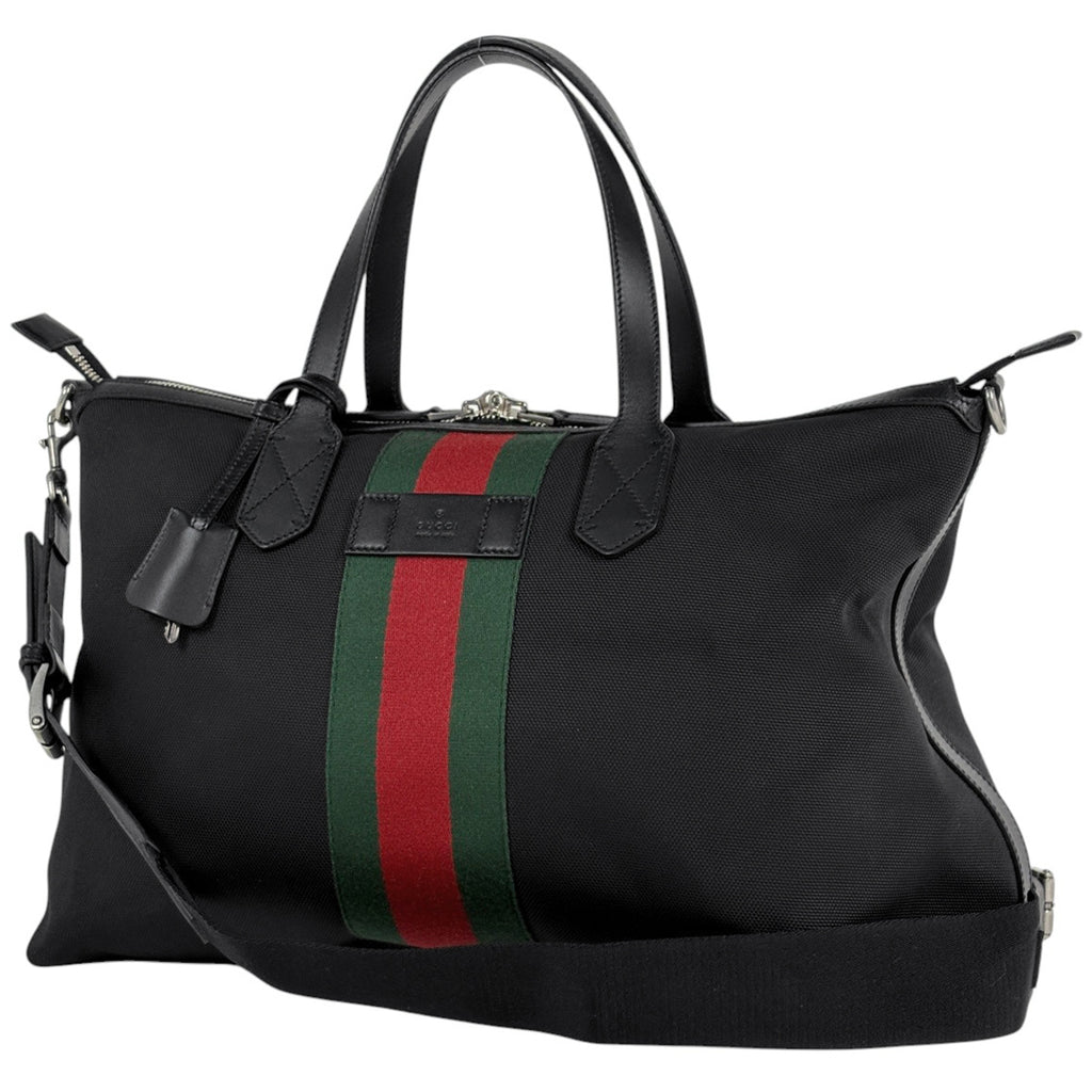 グッチ ロゴ ハンドバッグ 2WAY ショルダーバッグ シェリーライン ウェブ ナイロン ブラック グリーン レッド 359261 レディース ブランド品（バッグ・小物） 【中古】brbag