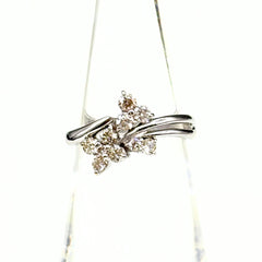 メレダイヤ デザインリング WG ホワイトゴールド 指輪 リング 9号 K18 WG ダイヤモンド レディース ノンブランドジュエリー 【中古】nbjwl