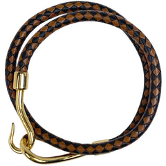 エルメス ジャンボ ブレスレット 腕輪 2連 チョーカー ブレスレット GP レザー ゴールド ブラウン レディース ブランド品（アクセサリー） 【中古】bracc