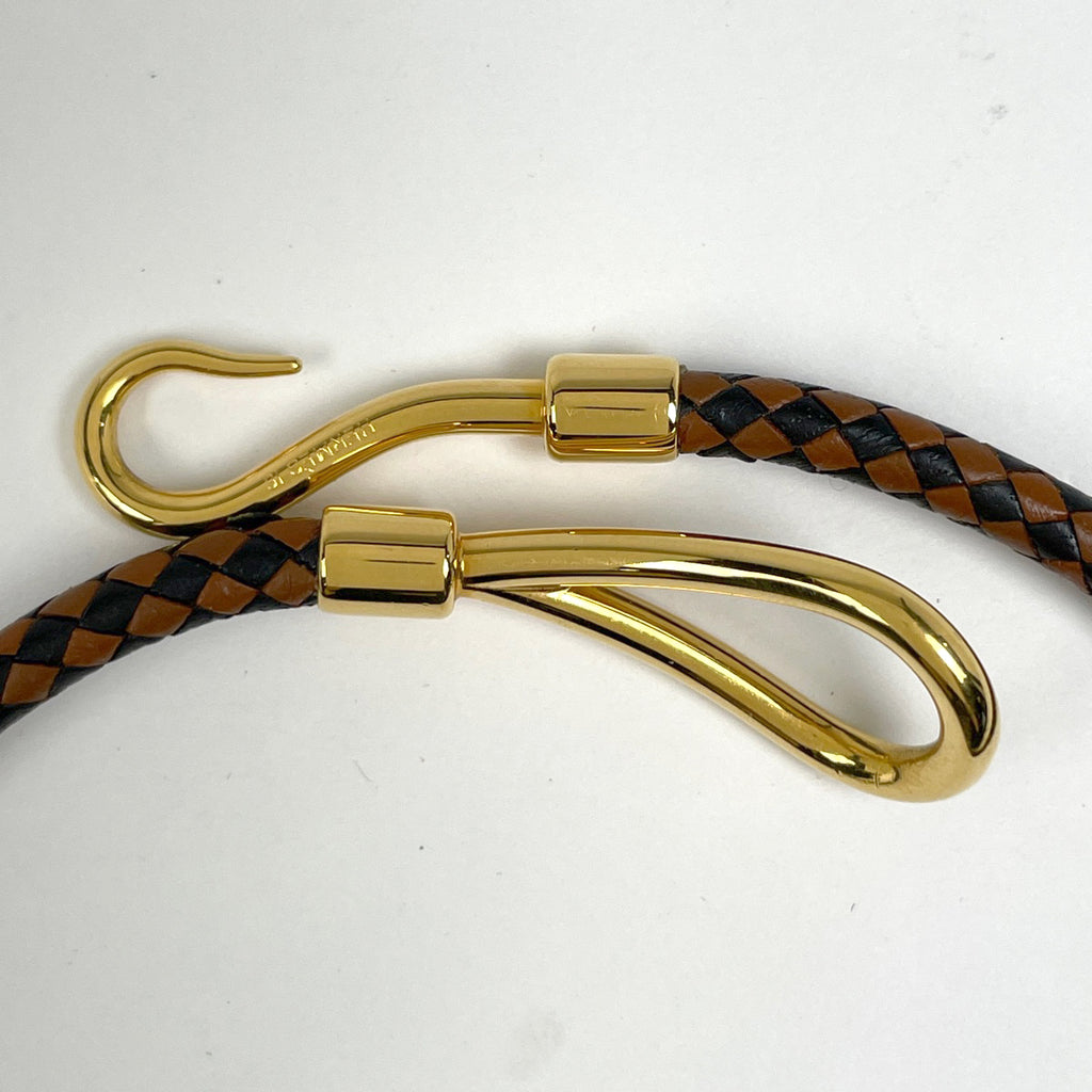 エルメス ジャンボ ブレスレット 腕輪 2連 チョーカー ブレスレット GP レザー ゴールド ブラウン レディース ブランド品（アクセサリー） 【中古】bracc