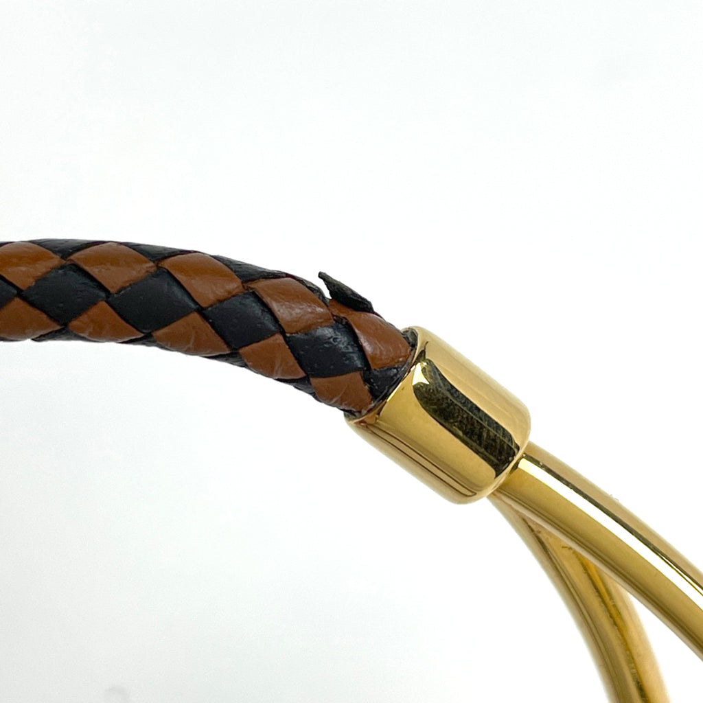 エルメス ジャンボ ブレスレット 腕輪 2連 チョーカー ブレスレット GP レザー ゴールド ブラウン レディース ブランド品（アクセサリー） 【中古】bracc