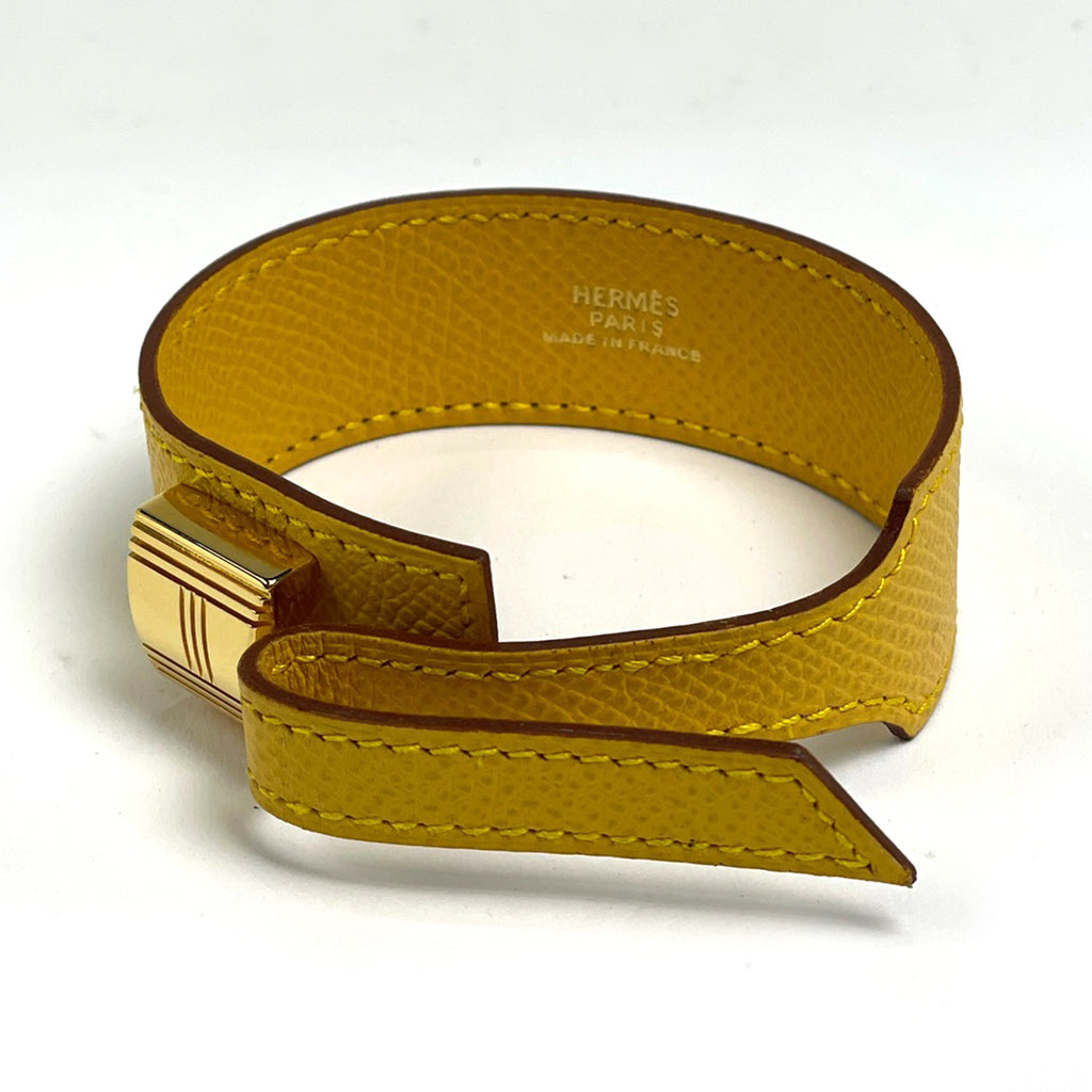 エルメス アルテミス ブレスレット バングル 腕輪 バングル レザー GP イエロー ゴールド レディース ブランド品（アクセサリー） 【中古】bracc
