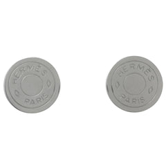 エルメス セリエ イヤリング コイン ラウンド 丸型 イヤリング シルバーメッキ シルバー レディース ブランド品（アクセサリー） 【中古】bracc