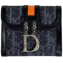 クリスチャンディオール トロッター柄 二つ折り財布 フライトライン 二つ折り財布 デニム ブラック グレー レディース ブランドバッグ・小物 【中古】brbag