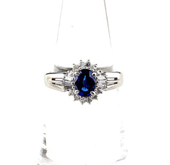 サファイア デザインリング プラチナ 指輪 メレダイヤ リング 10.5号 Pt900 サファイア ダイヤモンド レディース ノンブランドジュエリー 【中古】nbjwl