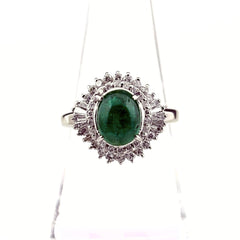 エメラルド デザインリング プラチナ 指輪 メレダイヤ 指輪 リング 14号 Pt900 エメラルド ダイヤモンド レディース ノンブランドジュエリー 【中古】nbjwl