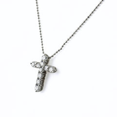 クロスモチーフ デザインネックレス プラチナ ペンダント 十字架 ネックレス Pt900 Pt850 ダイヤモンド レディース ノンブランドジュエリー 【中古】nbjwl