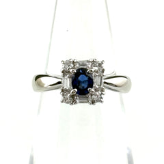 サファイア デザインリング プラチナ メレダイヤ 指輪 リング 9号 Pt900 サファイア ダイヤモンド レディース ノンブランドジュエリー 【中古】nbjwl