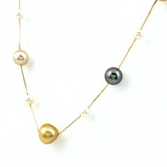 タサキ YG K18 750 パール ネックレス ステーション 12.3mm レディース ブランドジュエリー 中古 brjwl