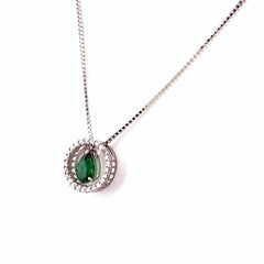 エメラルド デザインネックレス プラチナ ペンダント メレダイヤ ネックレス Pt900 Pt850 エメラルド レディース ノンブランドジュエリー 【中古】nbjwl