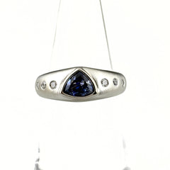 サファイア デザインリング プラチナ 指輪 メレダイヤ リング 11.5号 Pt900 サファイア ダイヤモンド レディース ノンブランドジュエリー 【中古】nbjwl