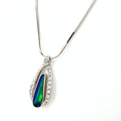 ボルダーオパール デザインネックレス プラチナ ペンダント メレダイヤ ダイヤモンド ネックレス Pt900 Pt850 ボルダーオパール レディース ノンブランドジュエリー 【中古】nbjwl