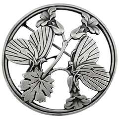 ジョージジェンセン バタフライ ラウンド ブローチ 蝶 花 アーノマリノウスキー 283 ブローチ シルバー925 シルバー レディース ブランド品（アクセサリー） 【中古】bracc