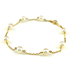 ミキモト パール デザインブレスレット YG イエローゴールド 腕輪 真珠 ブレスレット K18 パール レディース ブランドジュエリー 【中古】brjwl