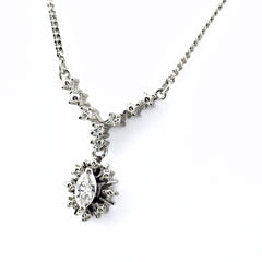 ダイヤモンド デザインネックレス プラチナ ペンダント メレダイヤ ネックレス Pt900 Pt850 ダイヤモンド レディース ノンブランドジュエリー 【中古】nbjwl