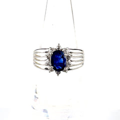 サファイア デザインリング プラチナ 指輪 メレダイヤ リング 12号 Pt900 サファイア ダイヤモンド レディース ノンブランドジュエリー 【中古】nbjwl