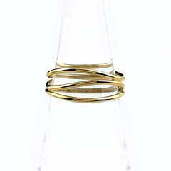 ティファニー ウェーブ3ロウ リング YG イエローゴールド 指輪 リング 13号 750 レディース ブランドジュエリー 【中古】brjwl