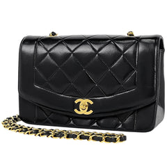 シャネル ショルダーバッグ ダイアナ マトラッセ A01164 シングルフラップ レザー ブラック レディース ブランドバッグ・小物 【中古】brbag