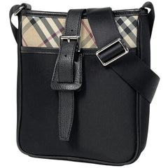 バーバリー チェック柄 ショルダーバッグ 斜め掛け ショルダーバッグ キャンバス ブラック ベージュ レディース ブランドバッグ・小物 【中古】brbag