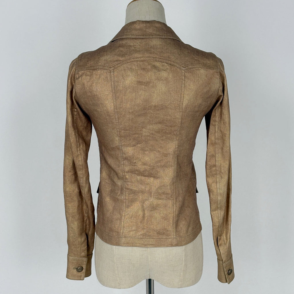 シャネル ココマークボタン ジャケット セット ベスト 05P アウター テーラードジャケット リネン シルク ゴールド レディース ブランドアパレル 【中古】brapp