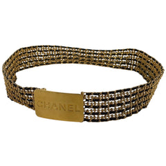 シャネル ロゴプレート チェーン ベルト 96A刻印 ベルト GP レザー ゴールド レディース ブランドバッグ・小物 【中古】brbag