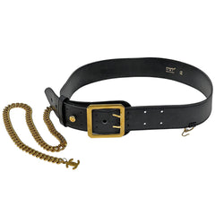 シャネル ココマーク チェーン ベルト 96A刻印 ベルト レザー GP ブラック レディース ブランドバッグ・小物 【中古】brbag