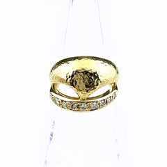 メレダイヤ デザインリング YG イエローゴールド 指輪 リング 11.5号 K18 ダイヤモンド 750 レディース ノンブランドジュエリー 【中古】nbjwl