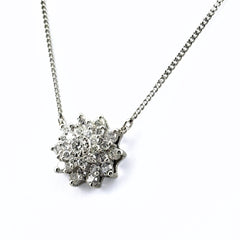 フラワーモチーフ デザインネックレス プラチナ ペンダント メレダイヤ 花 ネックレス Pt900 Pt850 ダイヤモンド レディース ノンブランドジュエリー 【中古】nbjwl