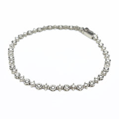 デビアス メレダイヤ デザインブレスレット WG ホワイトゴールド 腕輪 LINE ブレスレット K18 WG ダイヤモンド レディース ブランドジュエリー 【中古】brjwl