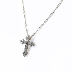クロスモチーフ デザインネックレス ネックレス Pt1000 ダイヤモンド レディース ノンブランドジュエリー 【中古】nbjwl