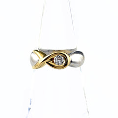 ダイヤモンド デザインリング YG イエローゴールド 指輪 リング 12号 750 ダイヤモンド レディース ノンブランドジュエリー 【中古】nbjwl