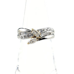 メレダイヤ デザインリング プラチナ YG イエローゴールド 指輪 リング 11.5号 Pt900 K18 ダイヤモンド レディース ノンブランドジュエリー 【中古】nbjwl