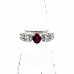 ルビー デザインリング プラチナ メレダイヤ 指輪 リング 12号 Pt900 ルビー ダイヤモンド レディース ノンブランドジュエリー 【中古】nbjwl