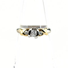 ダイヤモンド デザインリング プラチナ YG イエローゴールド メレダイヤ 指輪 リング 10.5号 Pt900 K18 ダイヤモンド レディース ノンブランドジュエリー 【中古】nbjwl