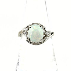 オパール デザインリング メレダイヤ 指輪 リング 14号 Pt900 オパール ダイヤモンド レディース ノンブランドジュエリー 【中古】nbjwl