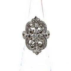 メレダイヤ デザインリング プラチナ 指輪 リング 9.5号 Pt900 ダイヤモンド レディース ノンブランドジュエリー 【中古】nbjwl