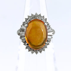 ファイアオパール デザインリング リング 11.5号 Pt900 ダイヤモンド ファイアオパール レディース ノンブランドジュエリー 【中古】nbjwl