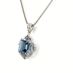 アクアマリン デザインネックレス ネックレス K18 WG アクアマリン レディース ノンブランドジュエリー 【中古】nbjwl