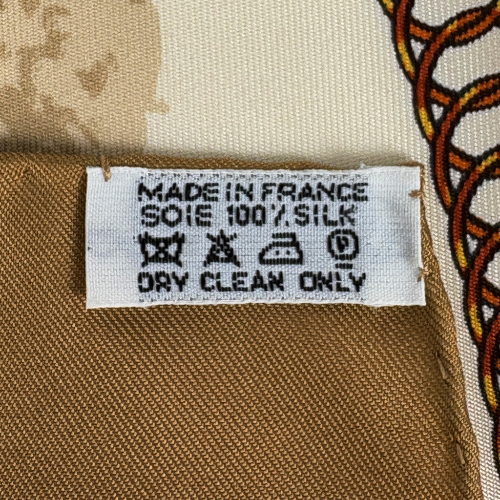 エルメス カレ 90 LA PROMENADE DE LONGCHAMPS ロンシャンへの散歩 馬車 スカーフ シルク ブラウン マルチカラー レディース ブランドバッグ・小物 【中古】brbag