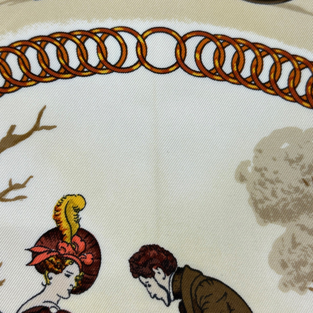 エルメス カレ 90 LA PROMENADE DE LONGCHAMPS ロンシャンへの散歩 馬車 スカーフ シルク ブラウン マルチカラー レディース ブランドバッグ・小物 【中古】brbag