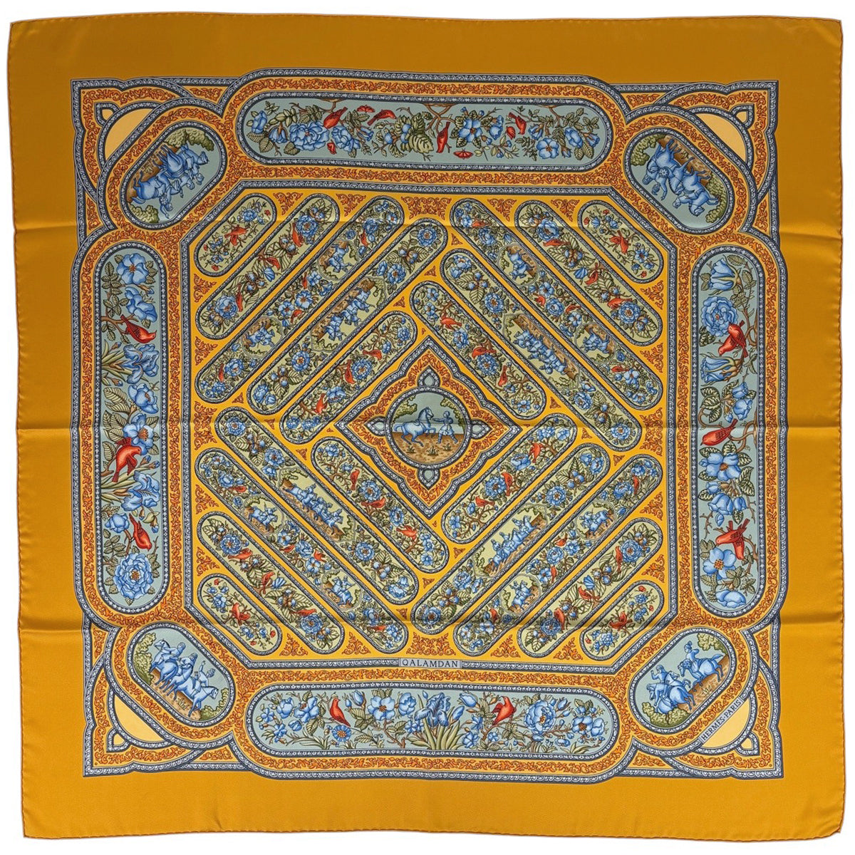 HERMES エルメス カレ90 QALAMDAN カラムダン スカーフ シルク バイセル公式】エルメス カレ 90 QALAMDAN カラムダン 花柄 スカーフ